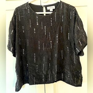 Velvet by Graham & Spencer ~ Black short-sleeve beaded and sequined top